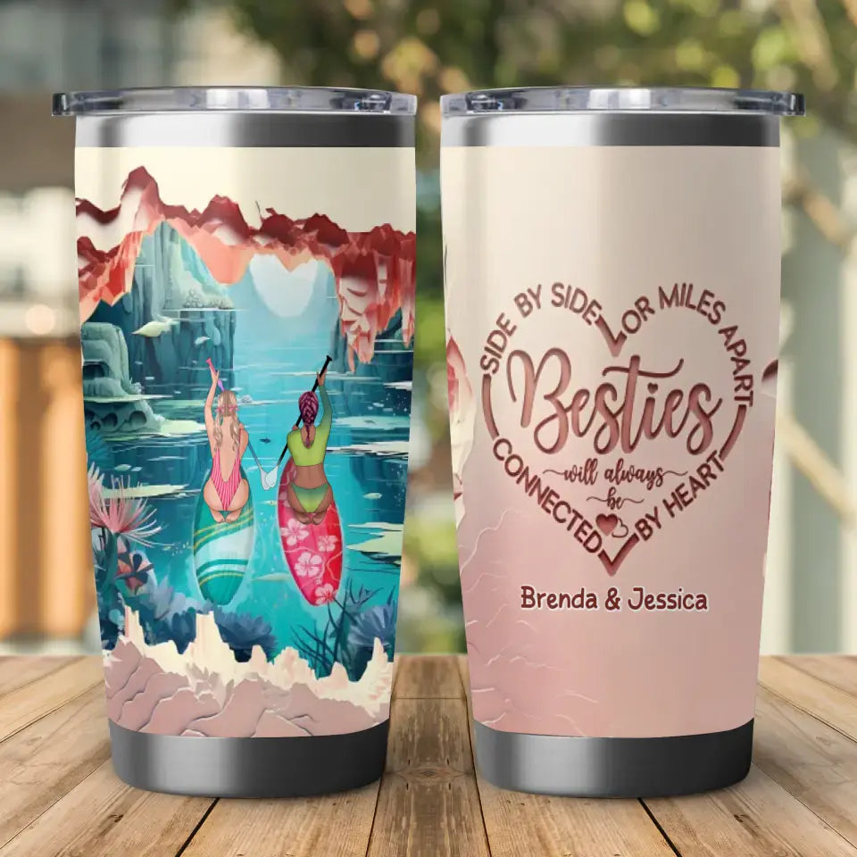 Always Connected By Heart - Custom Name - Personalized Gifts For Bestie - 20oz Tumbler