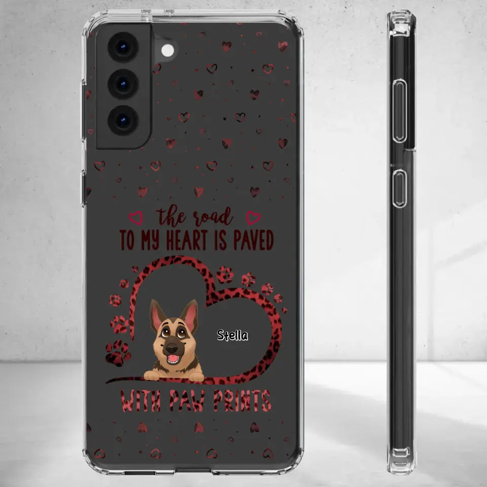 The Road To My Heart Is Paved With Paw Prints - Custom Name - Personalized Gifts For Dog Lovers - Samsung Clear Phone Case