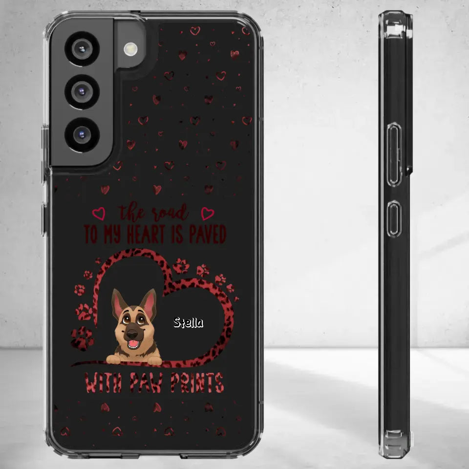 The Road To My Heart Is Paved With Paw Prints - Custom Name - Personalized Gifts For Dog Lovers - Samsung Clear Phone Case