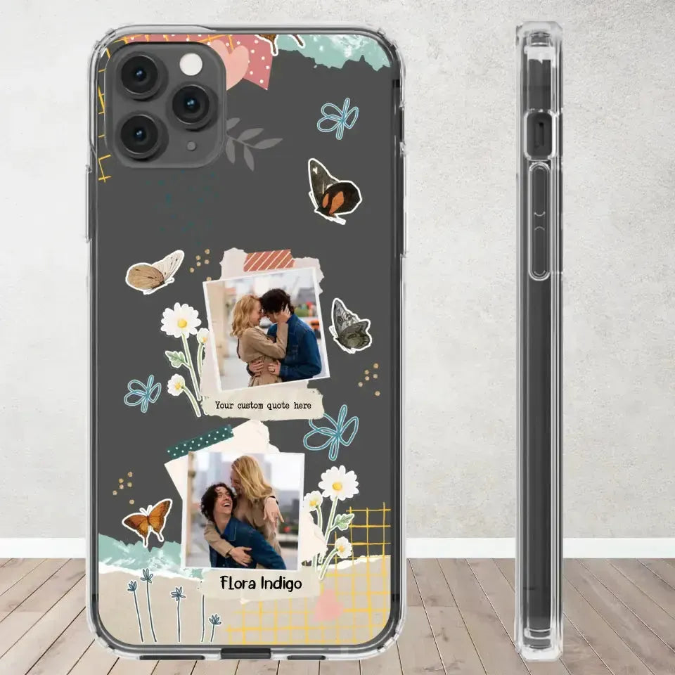 Watercolor Butterfly Flower - Personalized Clear Phone Case