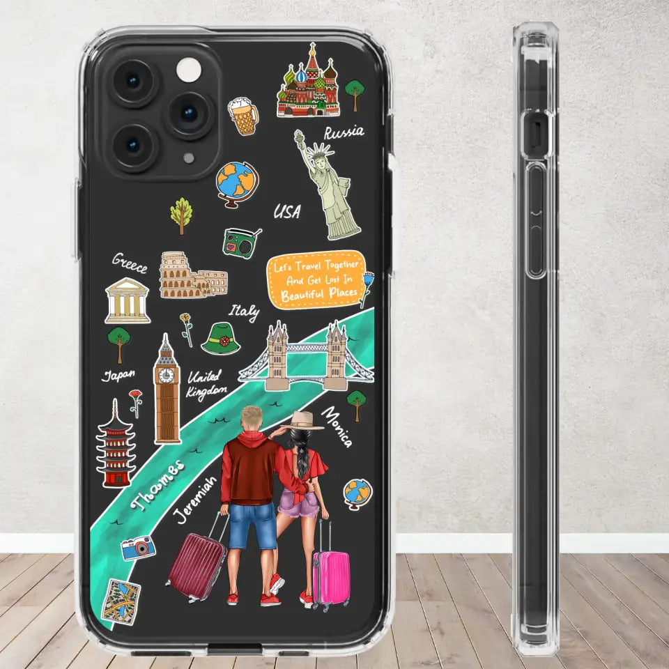 Let's Travel Together And Get Lost In Beautiful Places - Personalized Gifts For Couples - Clear Phone Case