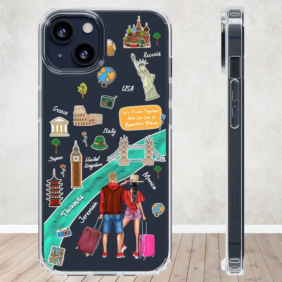 Let's Travel Together And Get Lost In Beautiful Places - Personalized Gifts For Couples - Clear Phone Case