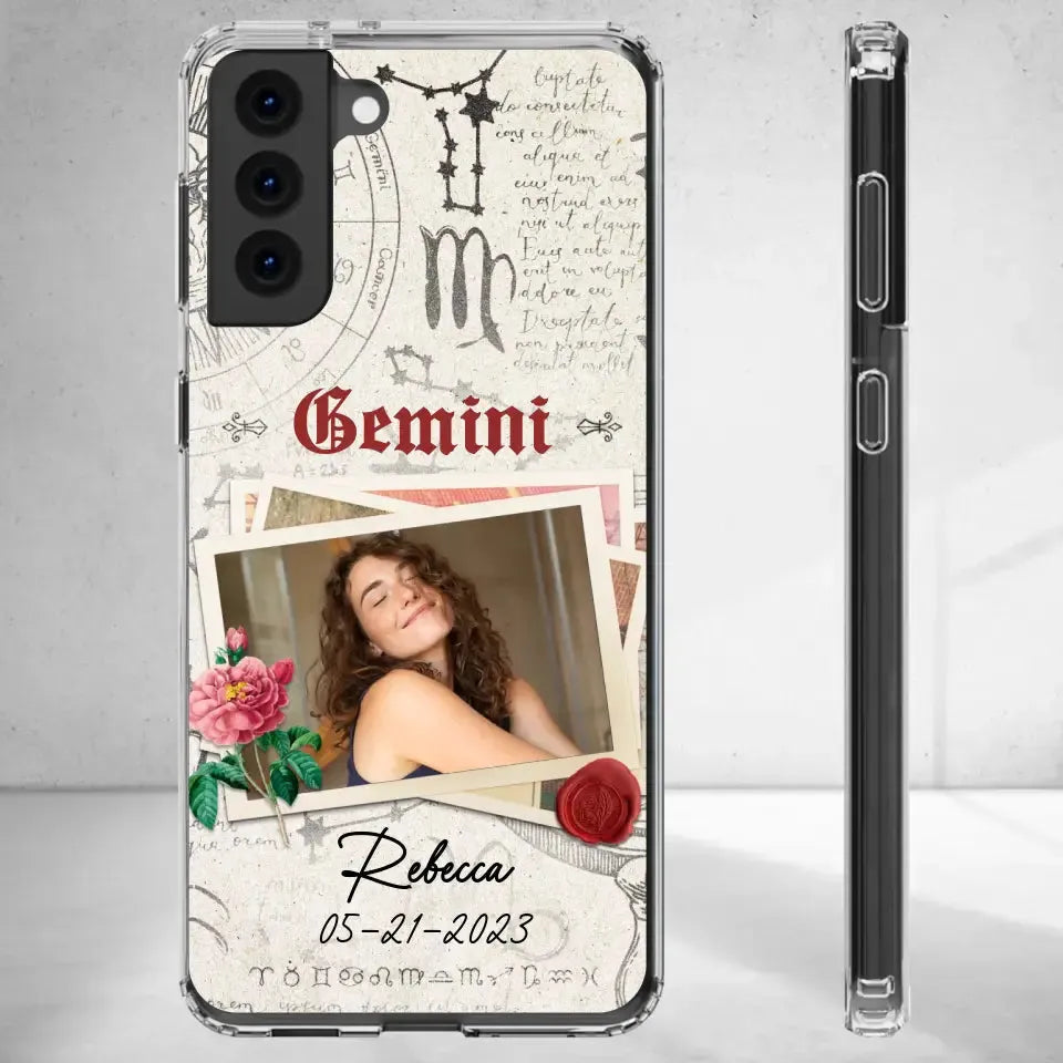 Vintage Zodiac - Custom Photo - Personalized Gifts For Her - Clear Phone Case