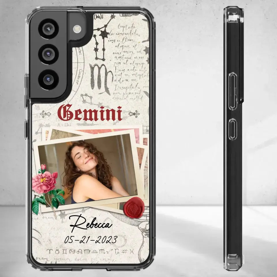 Vintage Zodiac - Custom Photo - Personalized Gifts For Her - Clear Phone Case