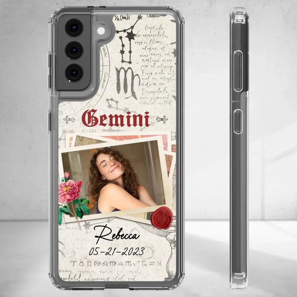 Vintage Zodiac - Custom Photo - Personalized Gifts For Her - Clear Phone Case