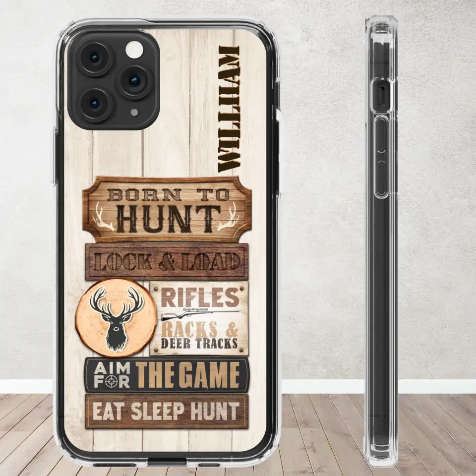 Born To Hunt - Custom Name - Personalized Gifts For Grandpa - Clear Phone Case