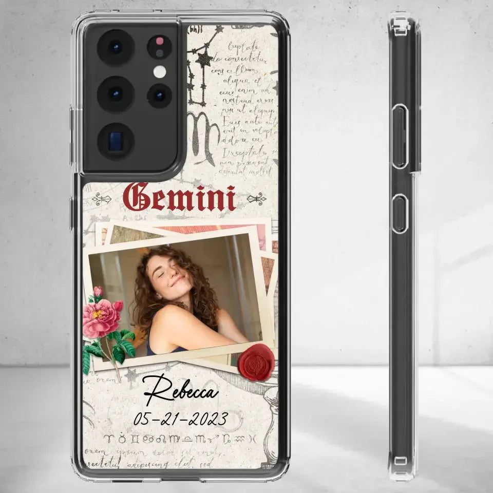 Vintage Zodiac - Custom Photo - Personalized Gifts For Her - Clear Phone Case