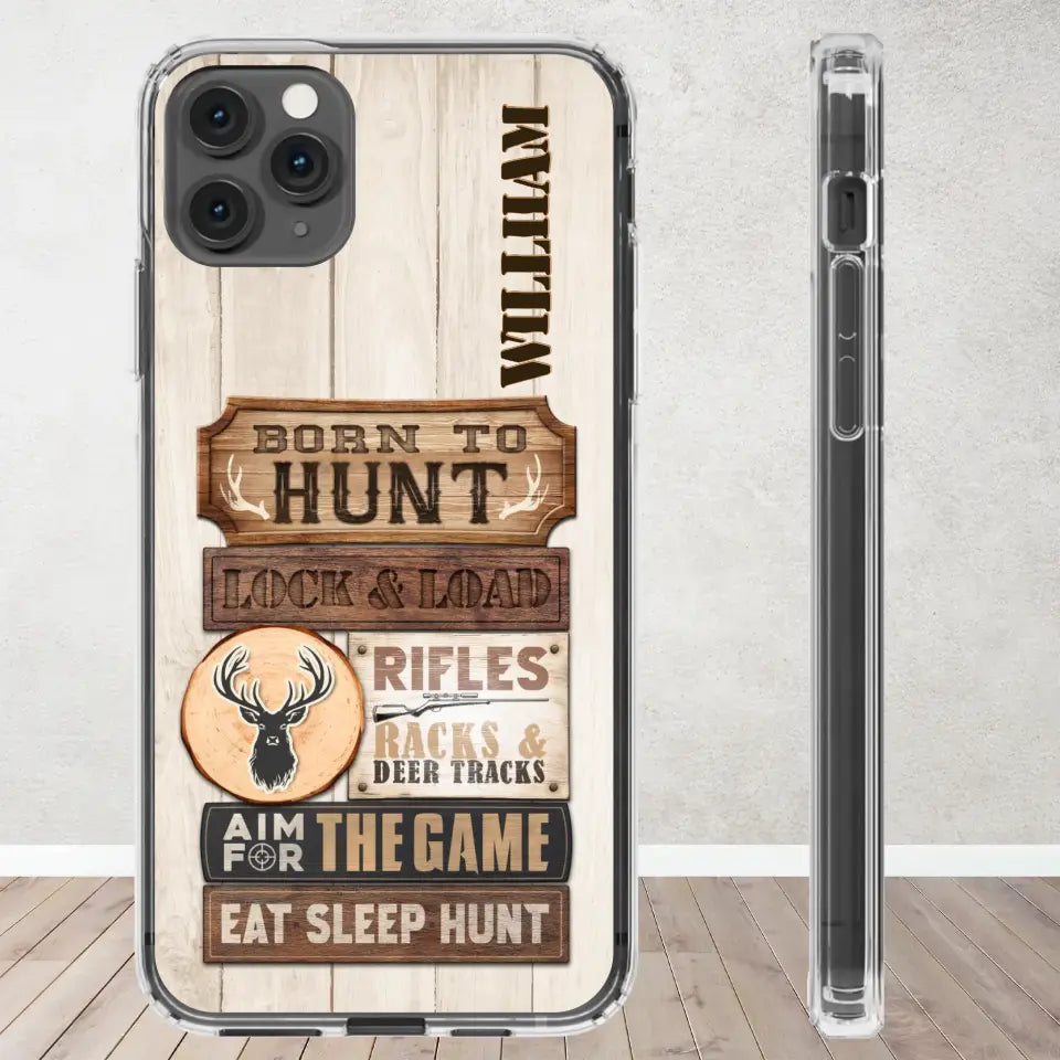 Born To Hunt - Custom Name - Personalized Gifts For Grandpa - Clear Phone Case