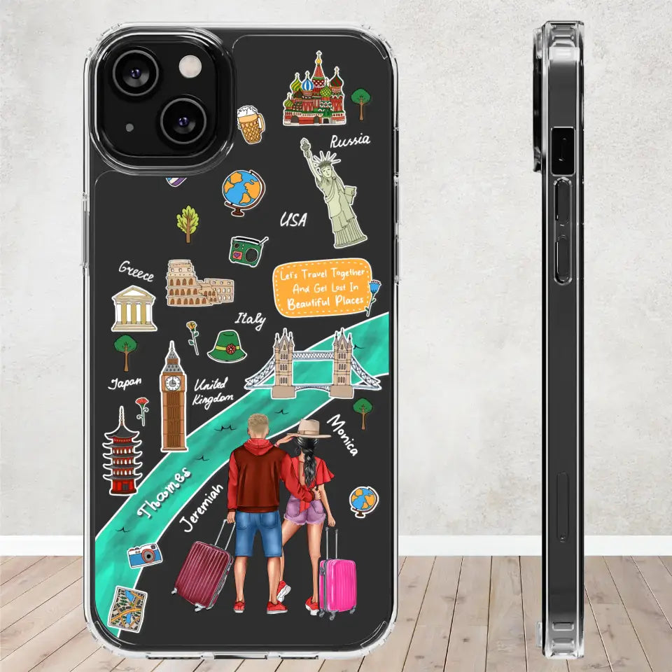 Let's Travel Together And Get Lost In Beautiful Places - Personalized Gifts For Couples - Clear Phone Case