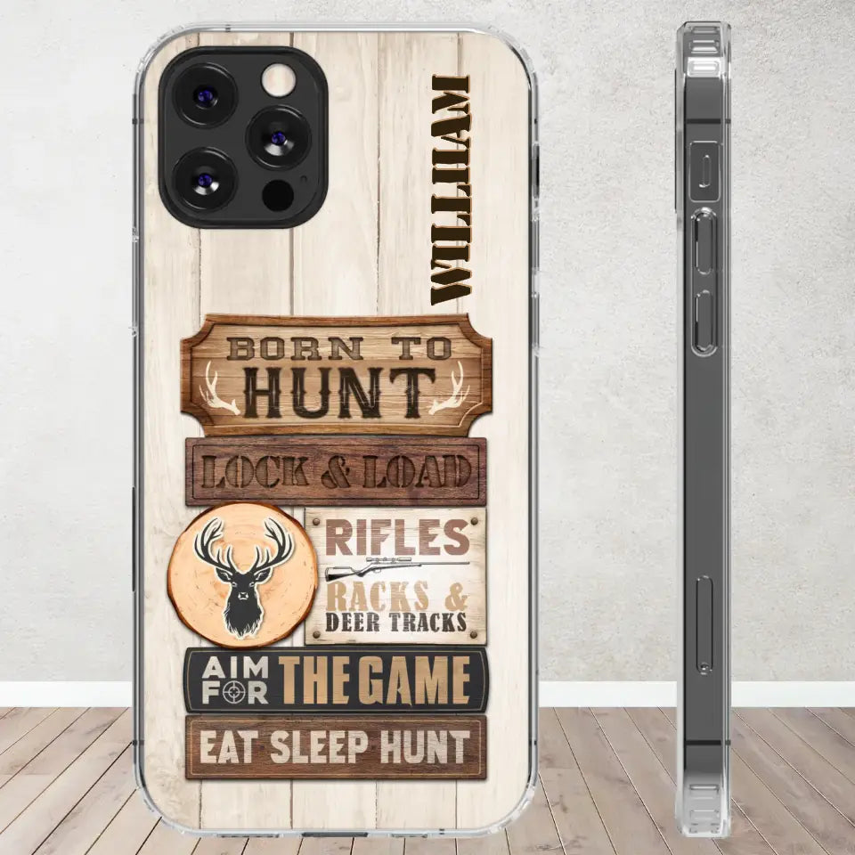 Born To Hunt - Custom Name - Personalized Gifts For Grandpa - Clear Phone Case