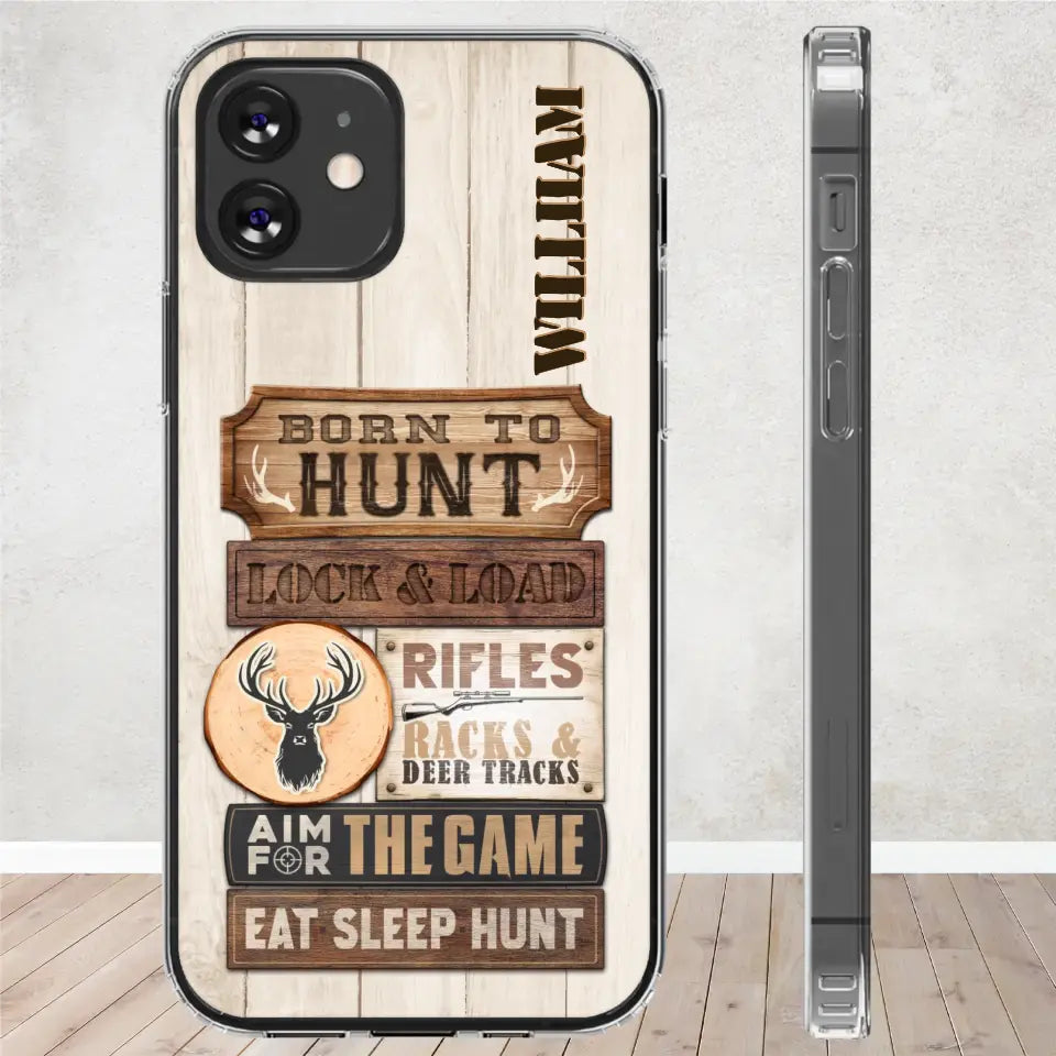 Born To Hunt - Custom Name - Personalized Gifts For Grandpa - Clear Phone Case