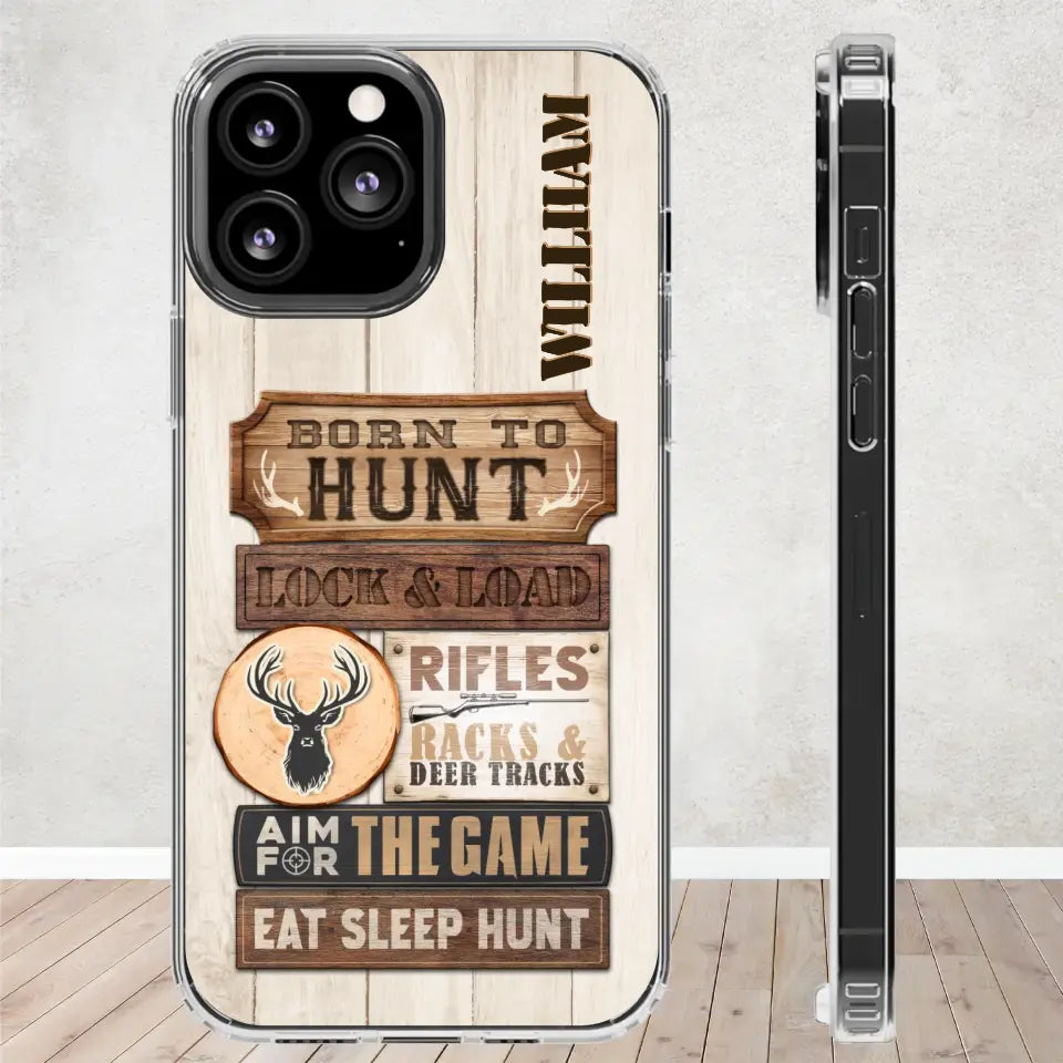 Born To Hunt - Custom Name - Personalized Gifts For Grandpa - Clear Phone Case