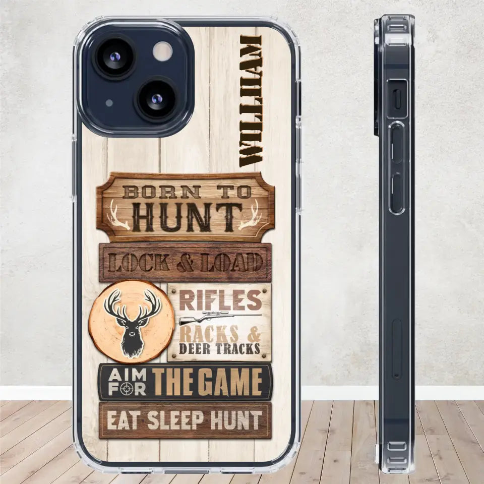 Born To Hunt - Custom Name - Personalized Gifts For Grandpa - Clear Phone Case