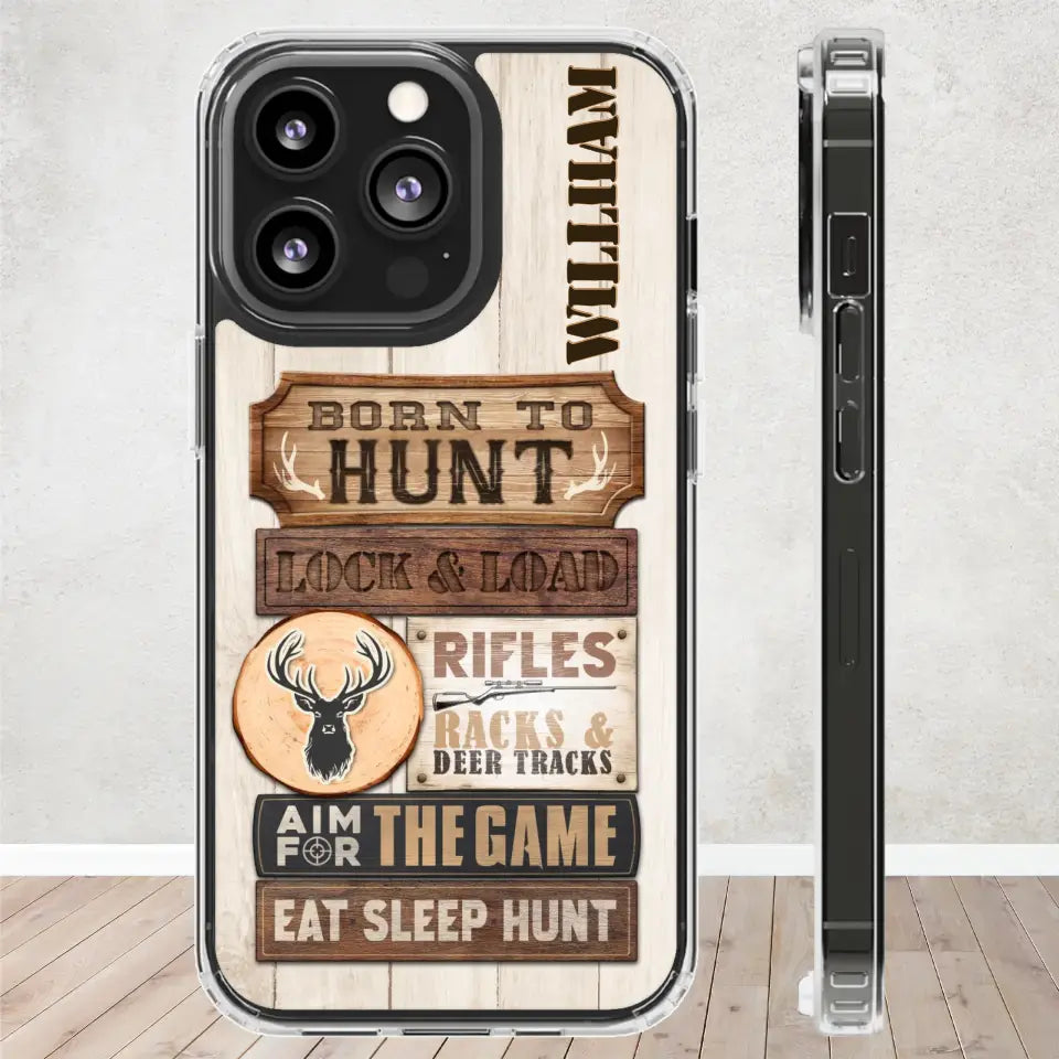 Born To Hunt - Custom Name - Personalized Gifts For Grandpa - Clear Phone Case