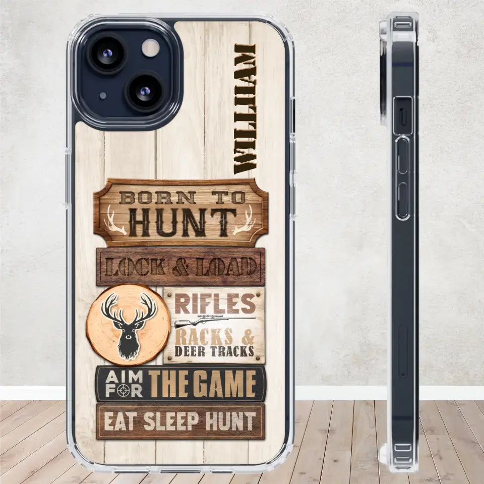 Born To Hunt - Custom Name - Personalized Gifts For Grandpa - Clear Phone Case