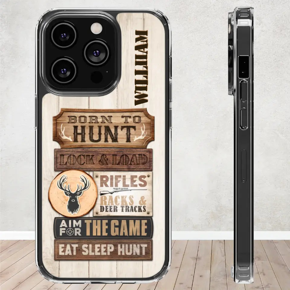 Born To Hunt - Custom Name - Personalized Gifts For Grandpa - Clear Phone Case