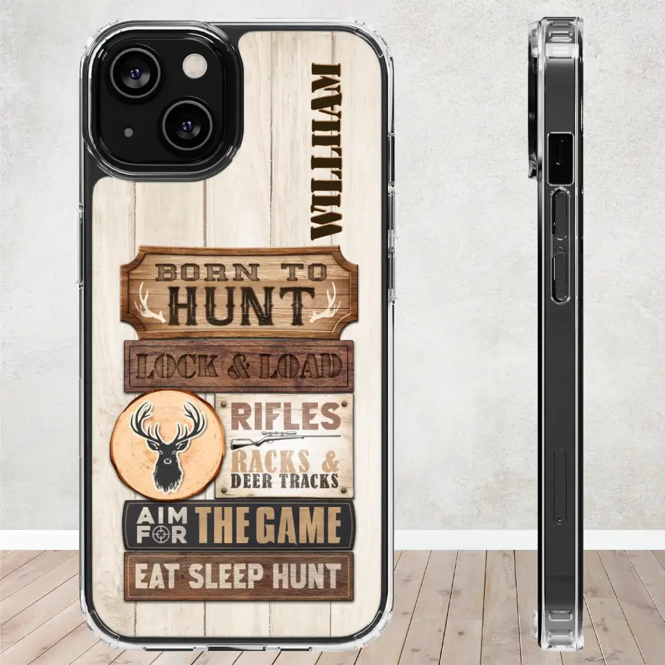 Born To Hunt - Custom Name - Personalized Gifts For Grandpa - Clear Phone Case