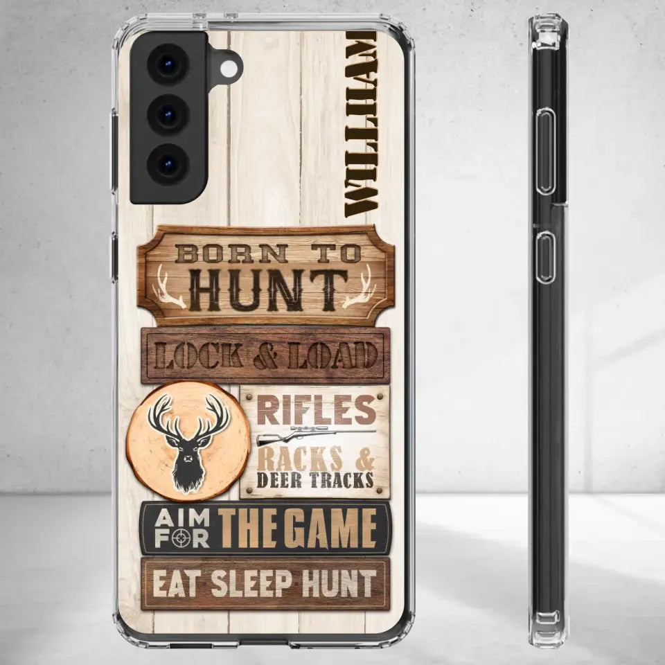 Born To Hunt - Custom Name - Personalized Gifts For Grandpa - Clear Phone Case