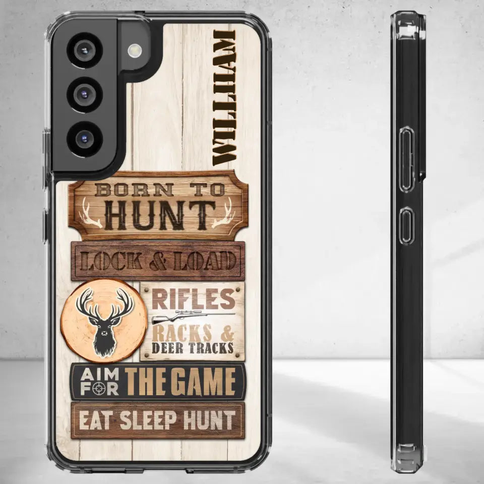 Born To Hunt - Custom Name - Personalized Gifts For Grandpa - Clear Phone Case