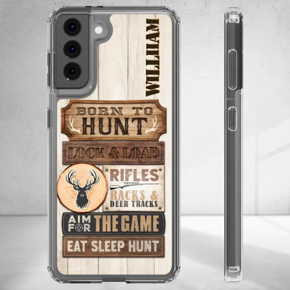 Born To Hunt - Custom Name - Personalized Gifts For Grandpa - Clear Phone Case