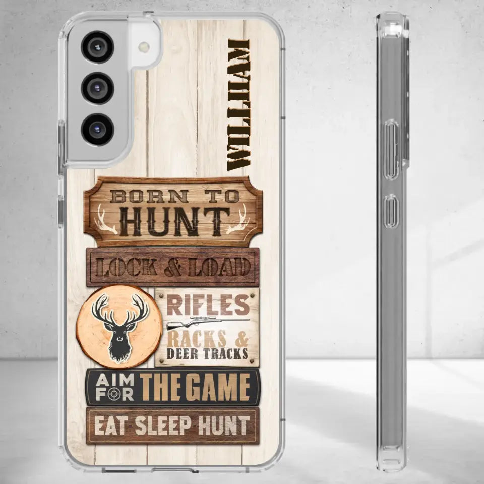 Born To Hunt - Custom Name - Personalized Gifts For Grandpa - Clear Phone Case