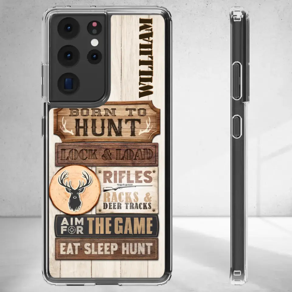 Born To Hunt - Custom Name - Personalized Gifts For Grandpa - Clear Phone Case