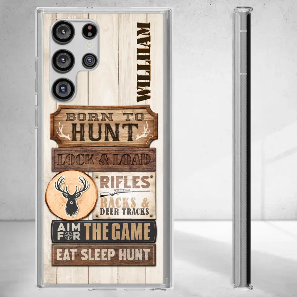 Born To Hunt - Custom Name - Personalized Gifts For Grandpa - Clear Phone Case