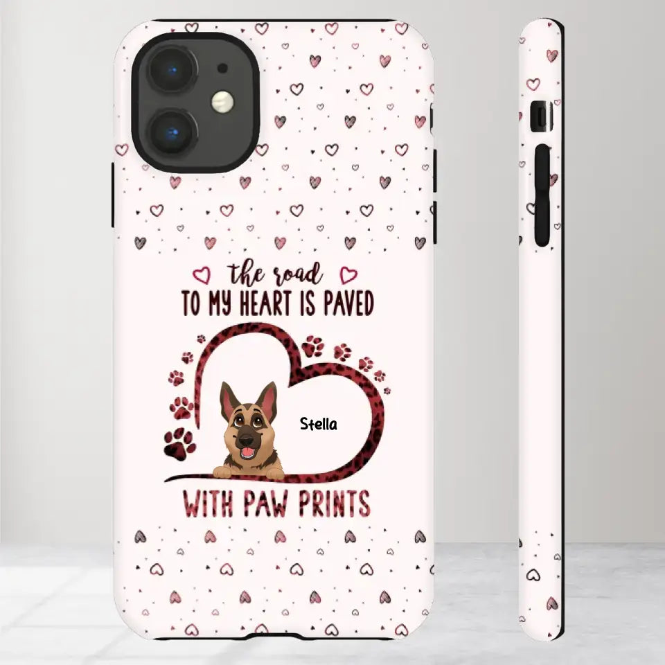 The Road To My Heart Is Paved With Paw Prints - Custom Name - Personalized Gifts For Dog Lovers - iPhone Clear Phone Case