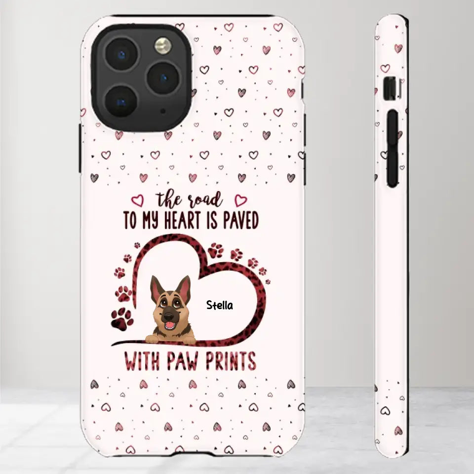 The Road To My Heart Is Paved With Paw Prints - Custom Name - Personalized Gifts For Dog Lovers - iPhone Clear Phone Case