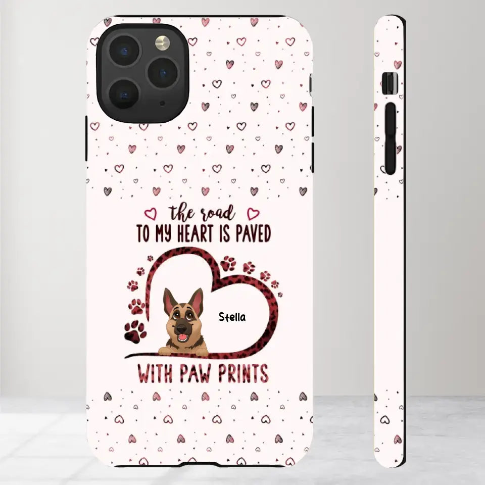 The Road To My Heart Is Paved With Paw Prints - Custom Name - Personalized Gifts For Dog Lovers - iPhone Clear Phone Case