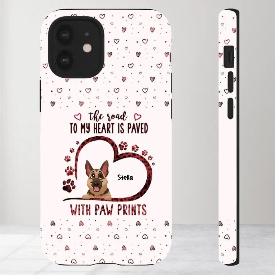 The Road To My Heart Is Paved With Paw Prints - Custom Name - Personalized Gifts For Dog Lovers - iPhone Clear Phone Case