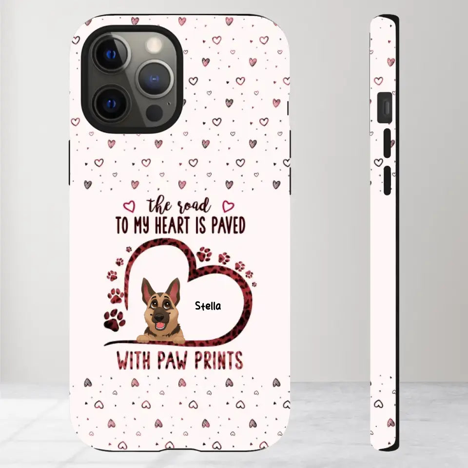 The Road To My Heart Is Paved With Paw Prints - Custom Name - Personalized Gifts For Dog Lovers - iPhone Clear Phone Case