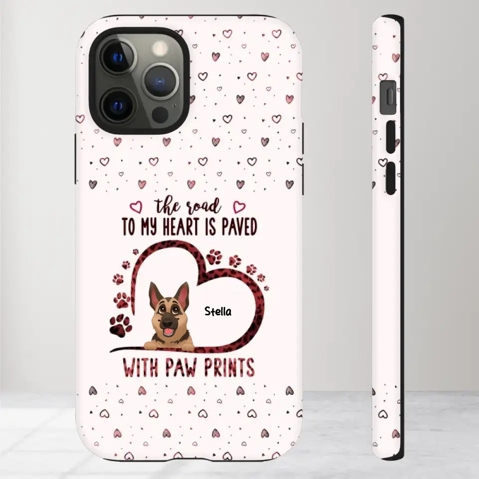 The Road To My Heart Is Paved With Paw Prints - Custom Name - Personalized Gifts For Dog Lovers - iPhone Clear Phone Case