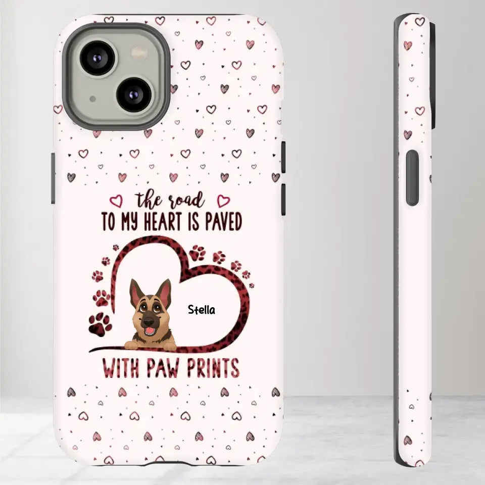 The Road To My Heart Is Paved With Paw Prints - Custom Name - Personalized Gifts For Dog Lovers - iPhone Clear Phone Case