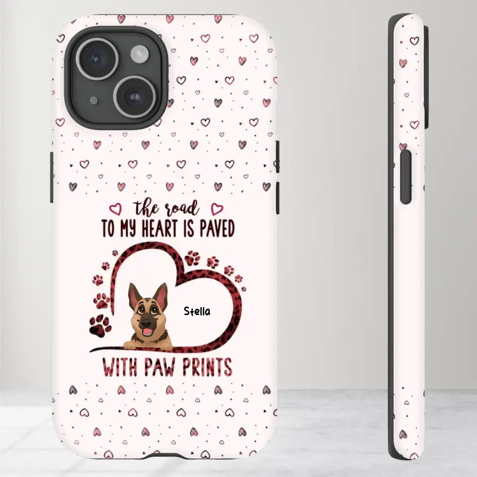 The Road To My Heart Is Paved With Paw Prints - Custom Name - Personalized Gifts For Dog Lovers - iPhone Clear Phone Case