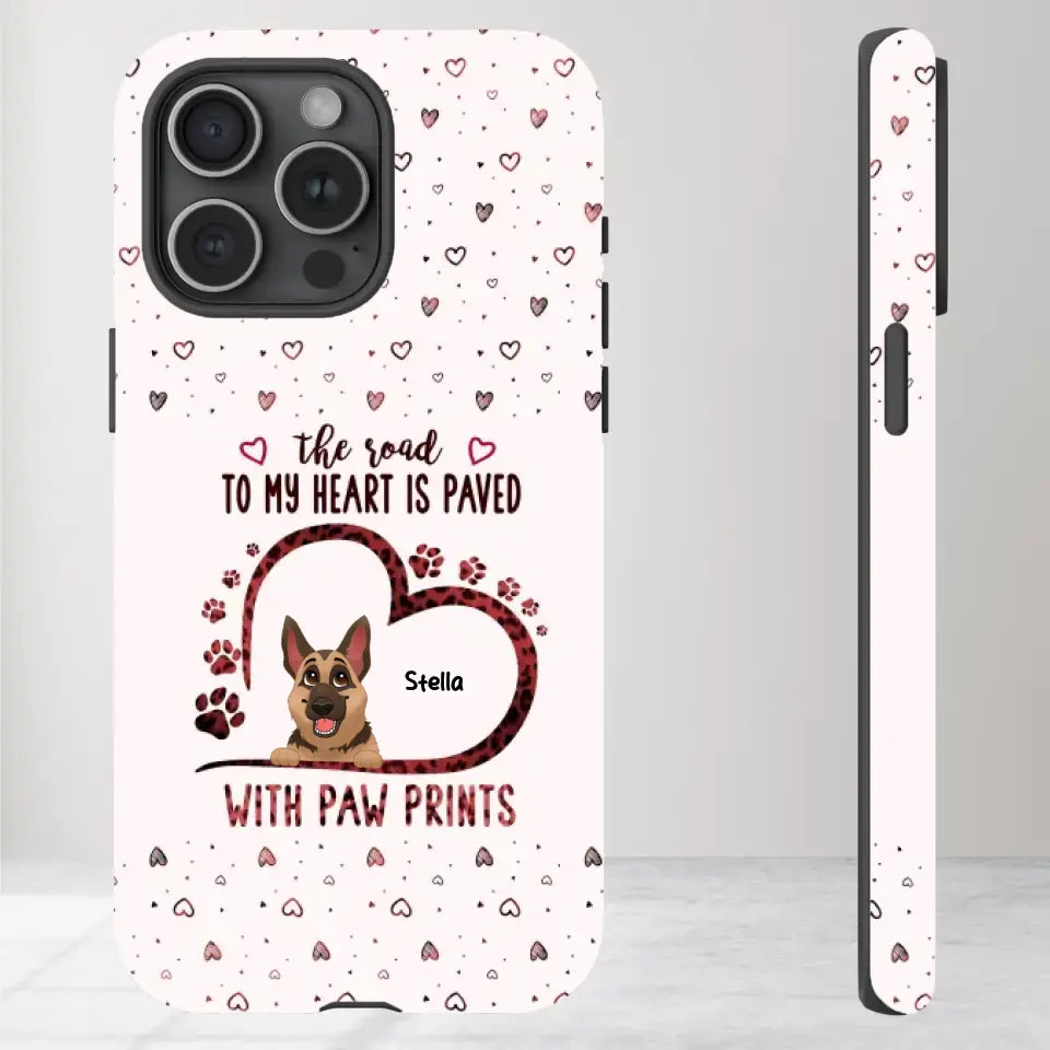 The Road To My Heart Is Paved With Paw Prints - Custom Name - Personalized Gifts For Dog Lovers - iPhone Clear Phone Case