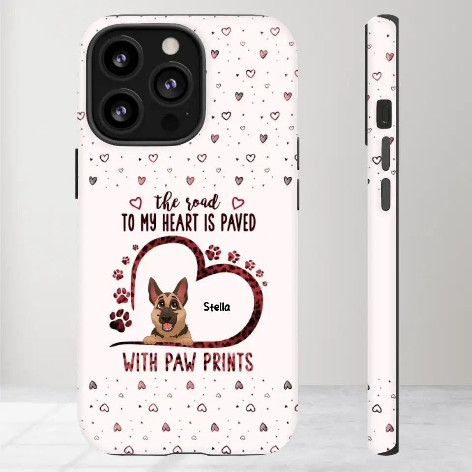 The Road To My Heart Is Paved With Paw Prints - Custom Name - Personalized Gifts For Dog Lovers - iPhone Clear Phone Case