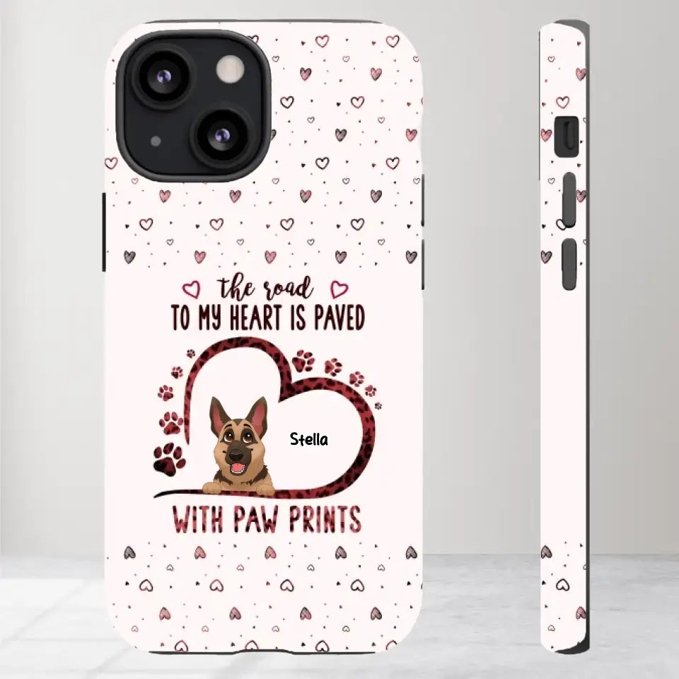 The Road To My Heart Is Paved With Paw Prints - Custom Name - Personalized Gifts For Dog Lovers - iPhone Clear Phone Case