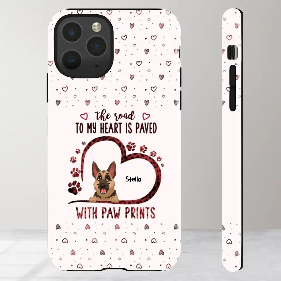 The Road To My Heart Is Paved With Paw Prints - Custom Name - Personalized Gifts For Dog Lovers - iPhone Clear Phone Case