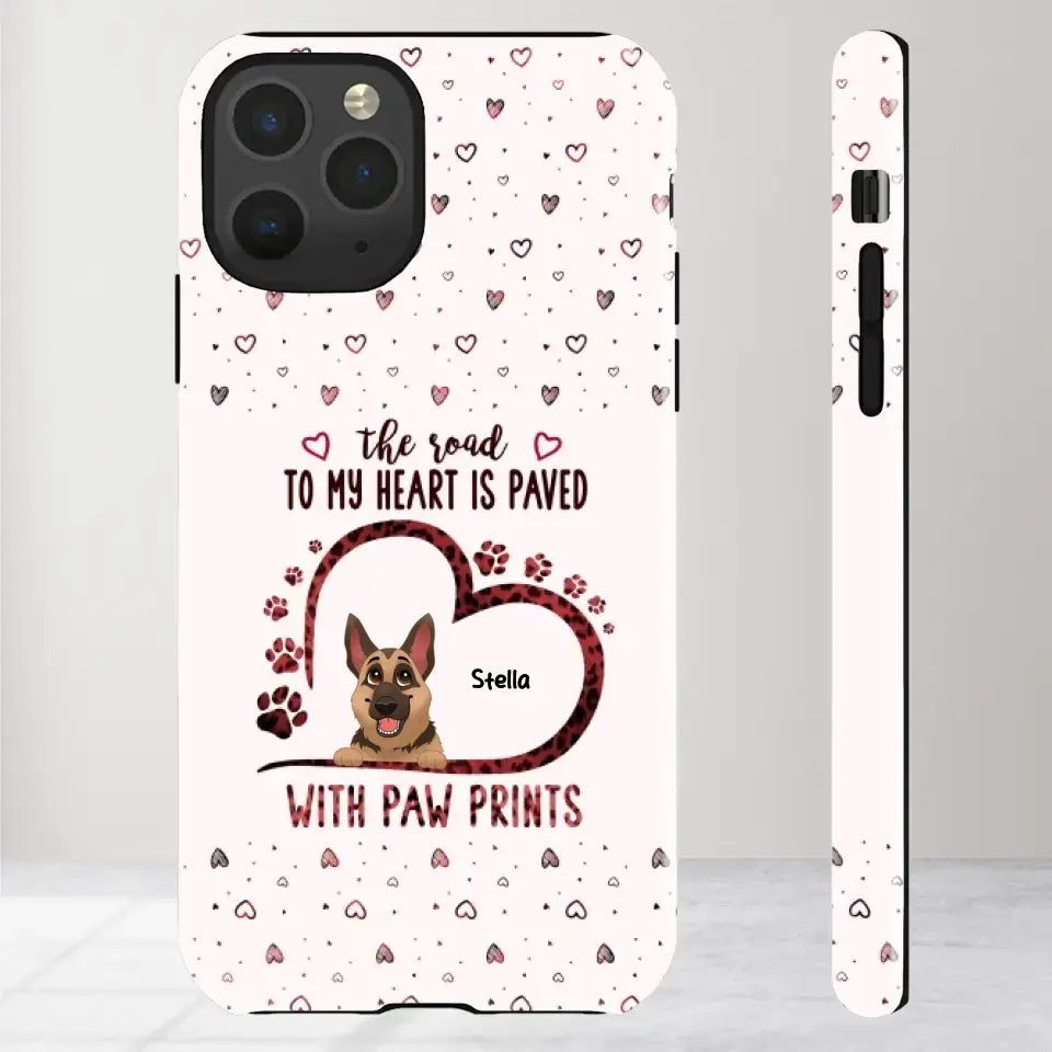 The Road To My Heart Is Paved With Paw Prints - Custom Name - Personalized Gifts For Dog Lovers - iPhone Clear Phone Case