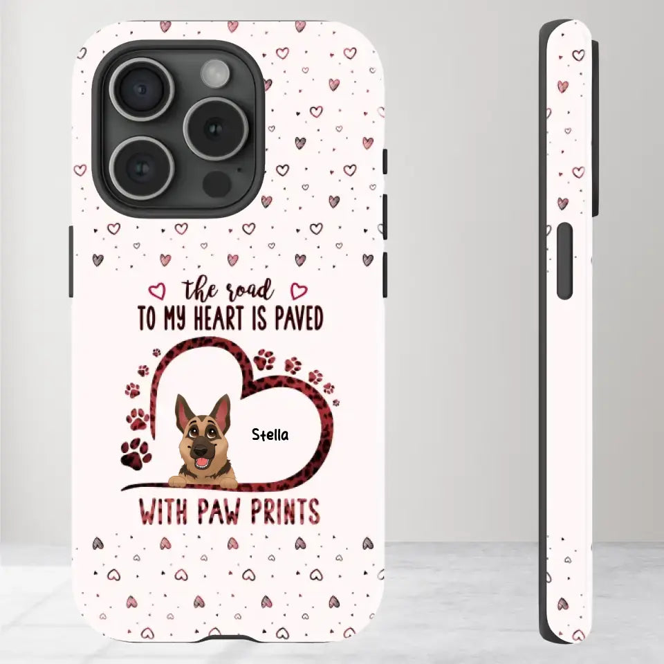 The Road To My Heart Is Paved With Paw Prints - Custom Name - Personalized Gifts For Dog Lovers - iPhone Clear Phone Case