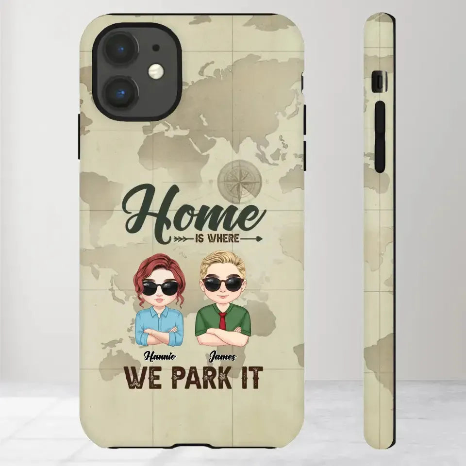 Our Home Is Where We Park It - Custom Name - Personalized Gifts For Couple - iPhone Tough Phone Case