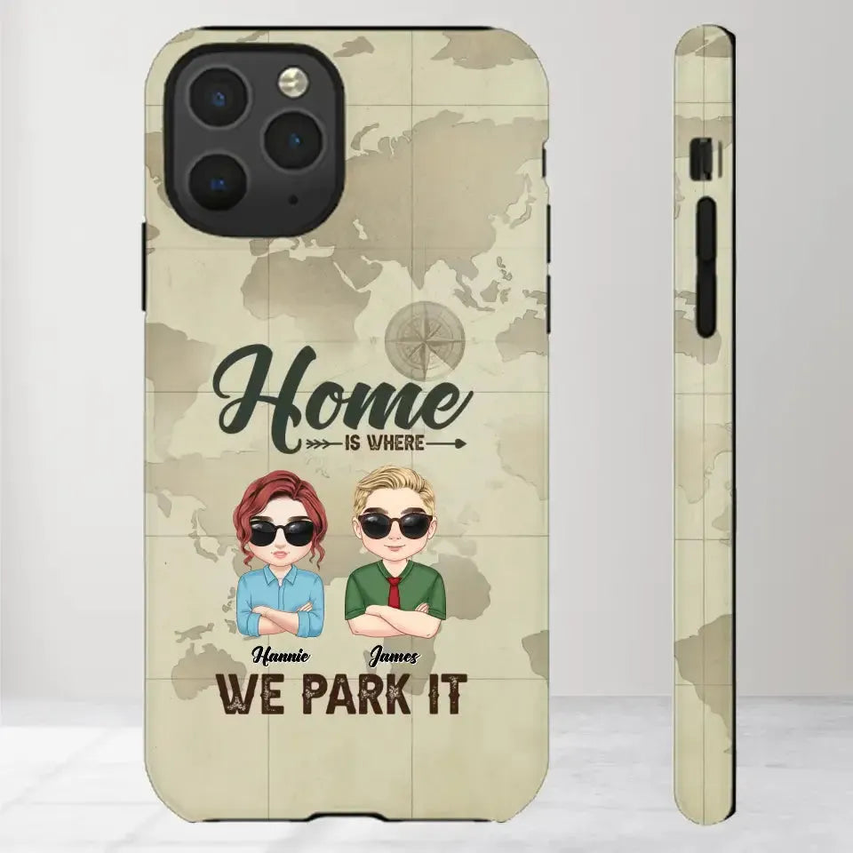 Our Home Is Where We Park It - Custom Name - Personalized Gifts For Couple - iPhone Tough Phone Case