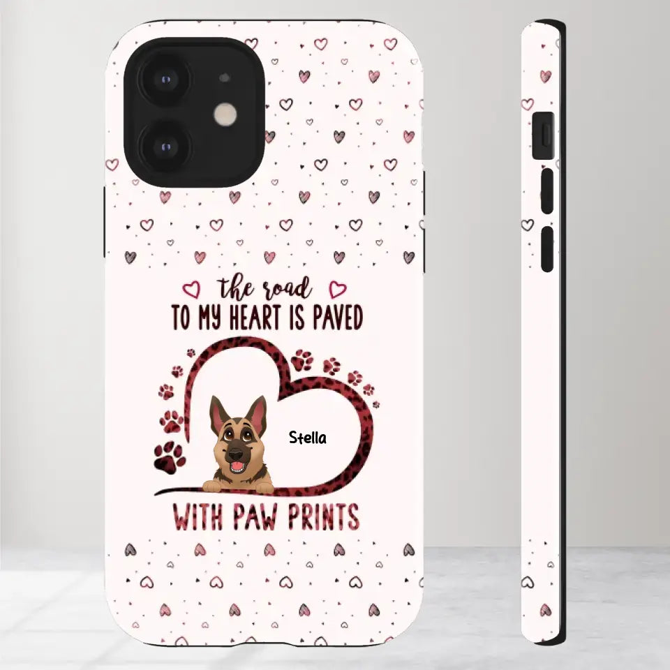 The Road To My Heart Is Paved With Paw Prints - Custom Name - Personalized Gifts For Dog Lovers - iPhone Clear Phone Case