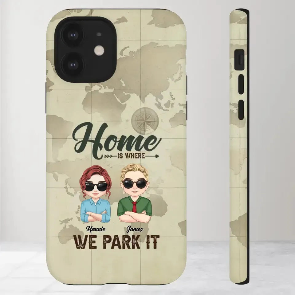 Our Home Is Where We Park It - Custom Name - Personalized Gifts For Couple - iPhone Tough Phone Case