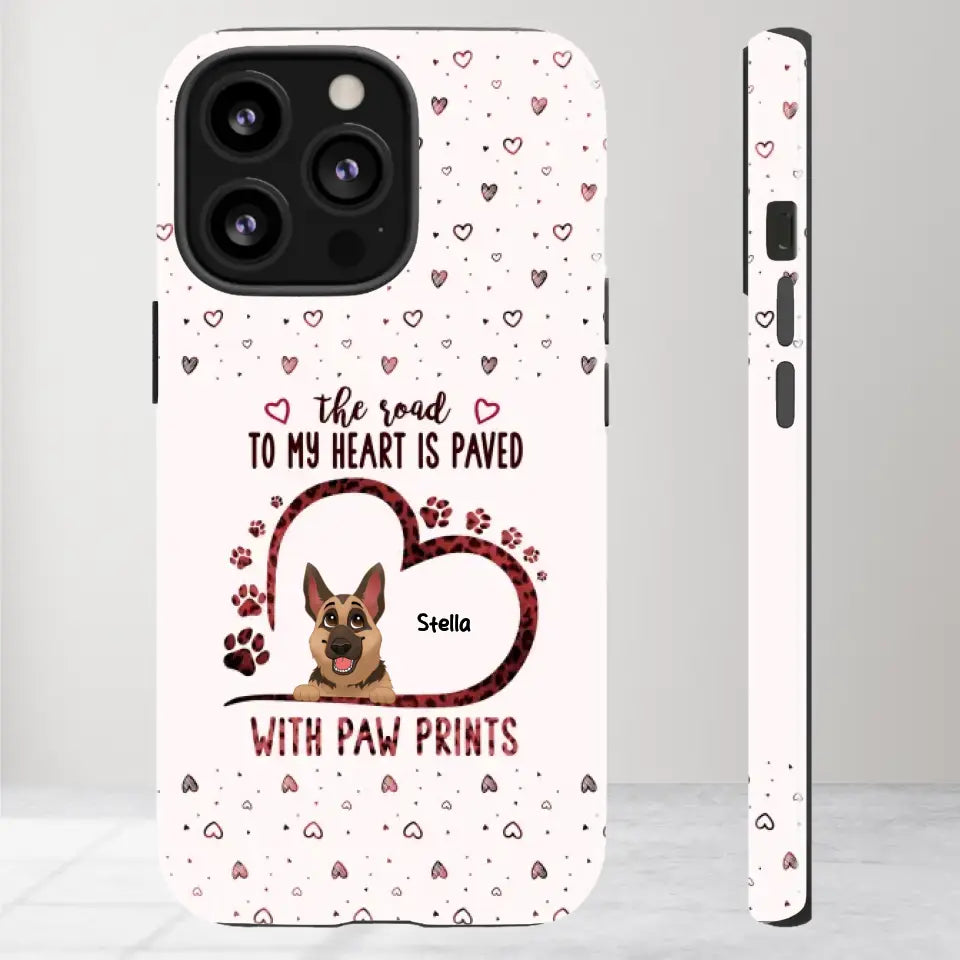 The Road To My Heart Is Paved With Paw Prints - Custom Name - Personalized Gifts For Dog Lovers - iPhone Clear Phone Case