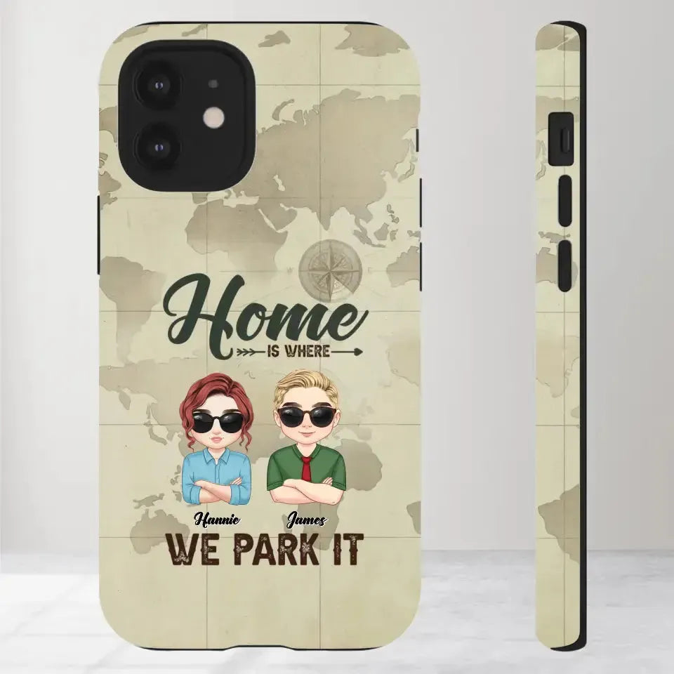 Our Home Is Where We Park It - Custom Name - Personalized Gifts For Couple - iPhone Tough Phone Case