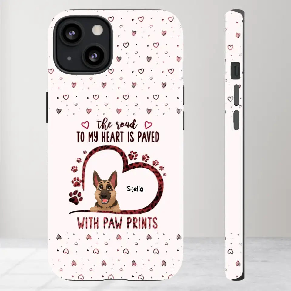 The Road To My Heart Is Paved With Paw Prints - Custom Name - Personalized Gifts For Dog Lovers - iPhone Clear Phone Case