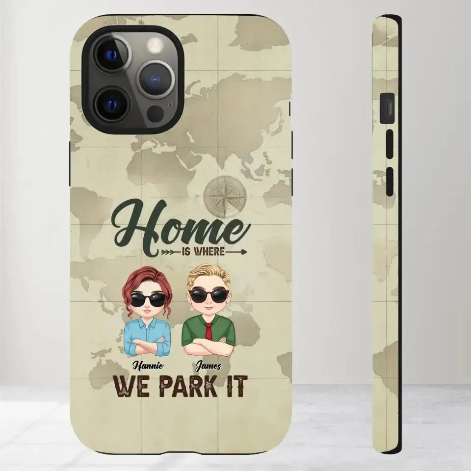 Our Home Is Where We Park It - Custom Name - Personalized Gifts For Couple - iPhone Tough Phone Case