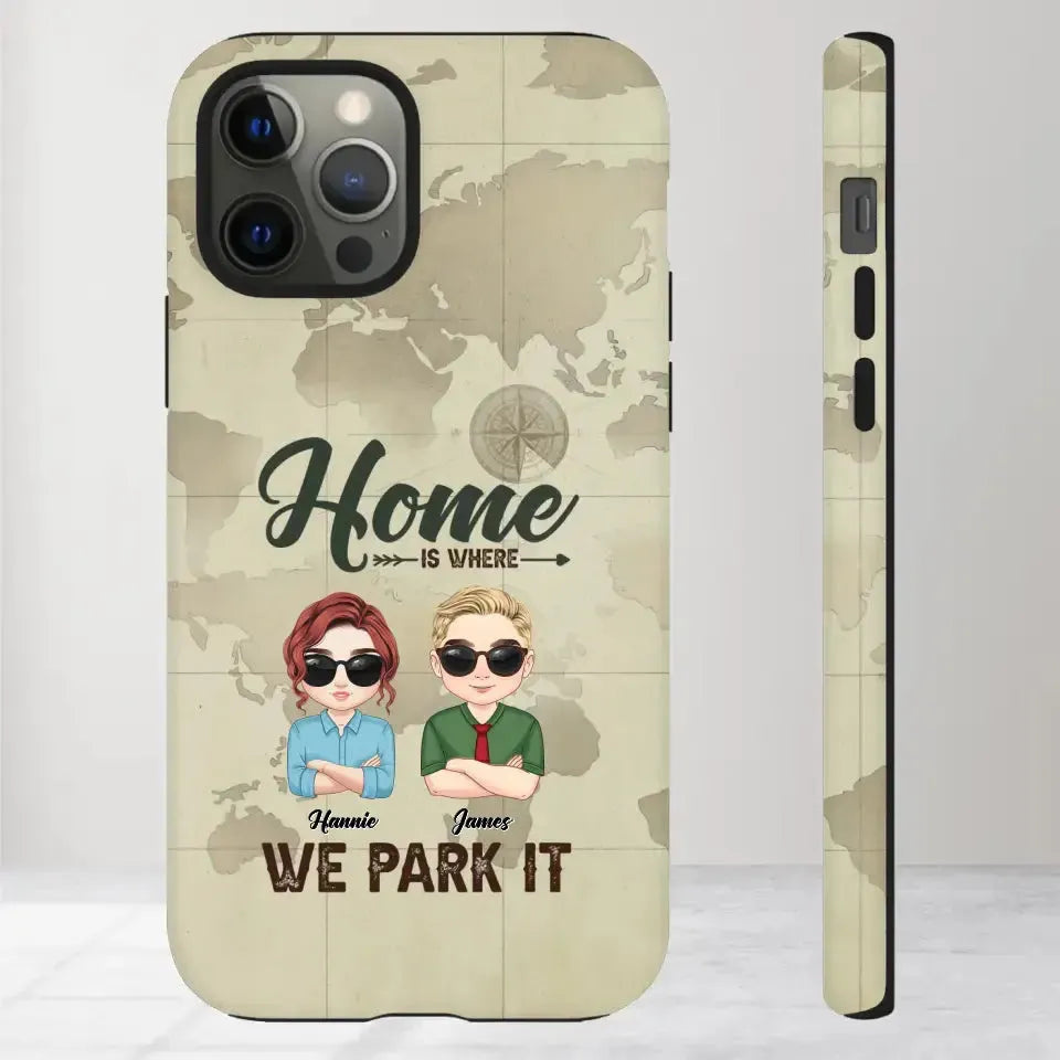 Our Home Is Where We Park It - Custom Name - Personalized Gifts For Couple - iPhone Tough Phone Case